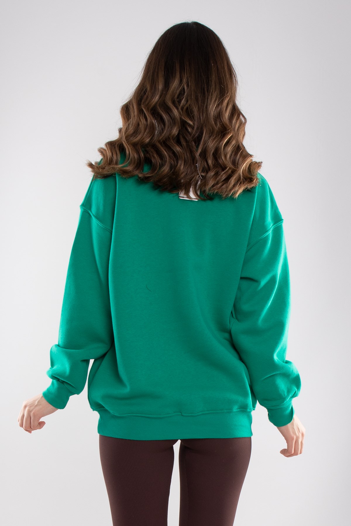 3696 Bisiklet Yaka Oxford İçi Şardonlu Pamuklu Kadın Sweat
