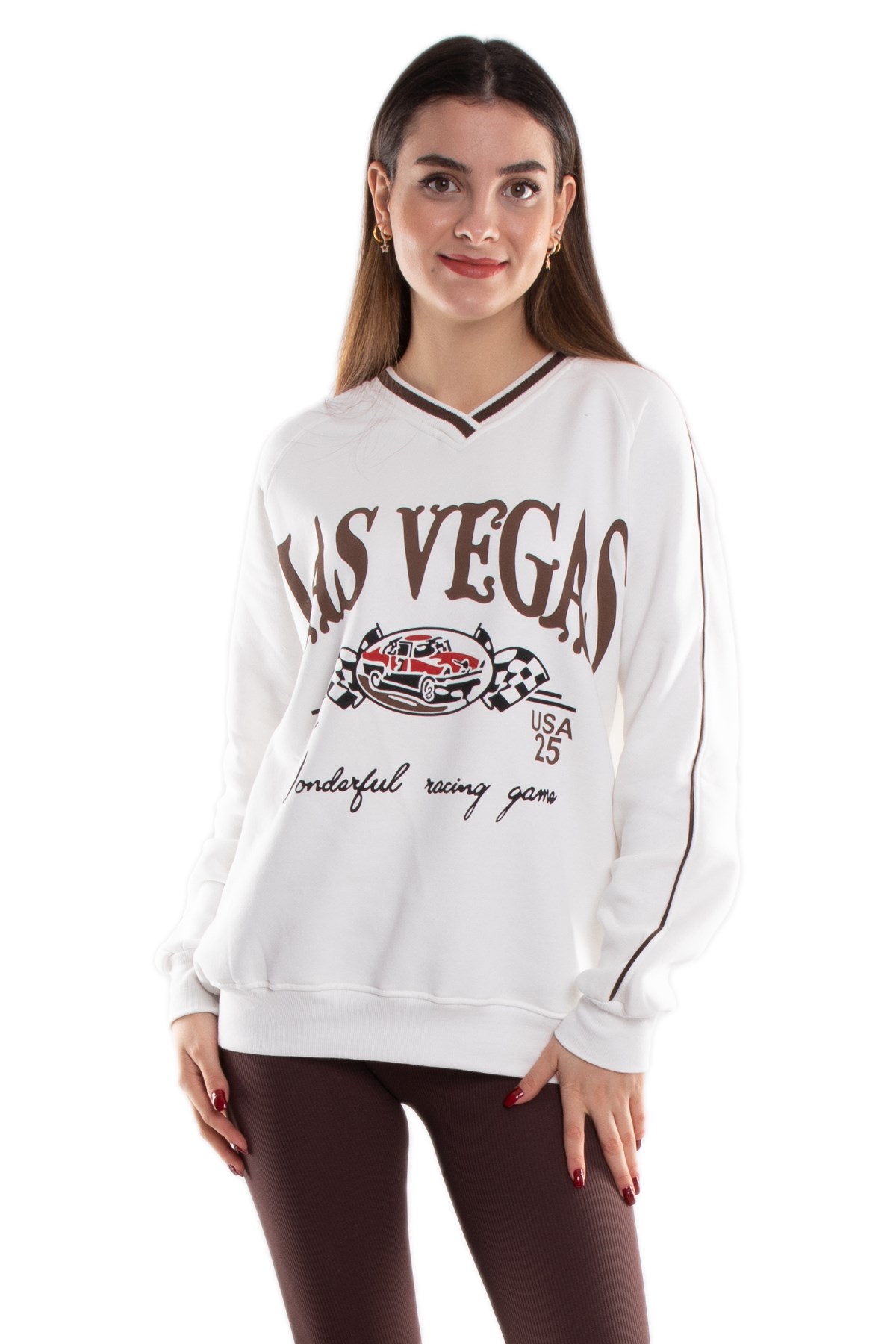 3703 Vyaka Lasvegas İçi Şardonlu Pamuklu Kadın Sweat
