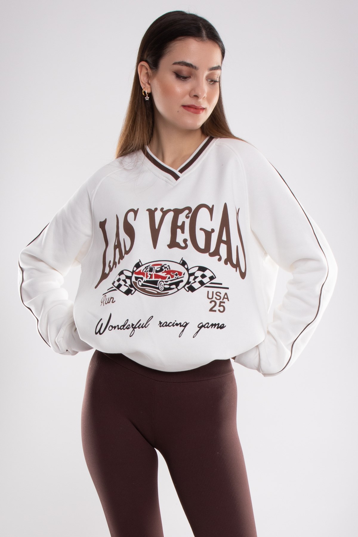 3703 Vyaka Lasvegas İçi Şardonlu Pamuklu Kadın Sweat