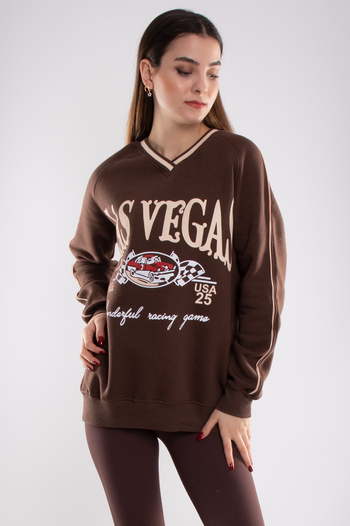 3703 Vyaka Lasvegas İçi Şardonlu Pamuklu Kadın Sweat