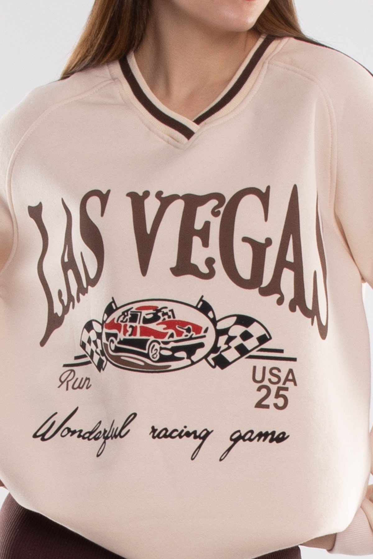 3703 Vyaka Lasvegas İçi Şardonlu Pamuklu Kadın Sweat