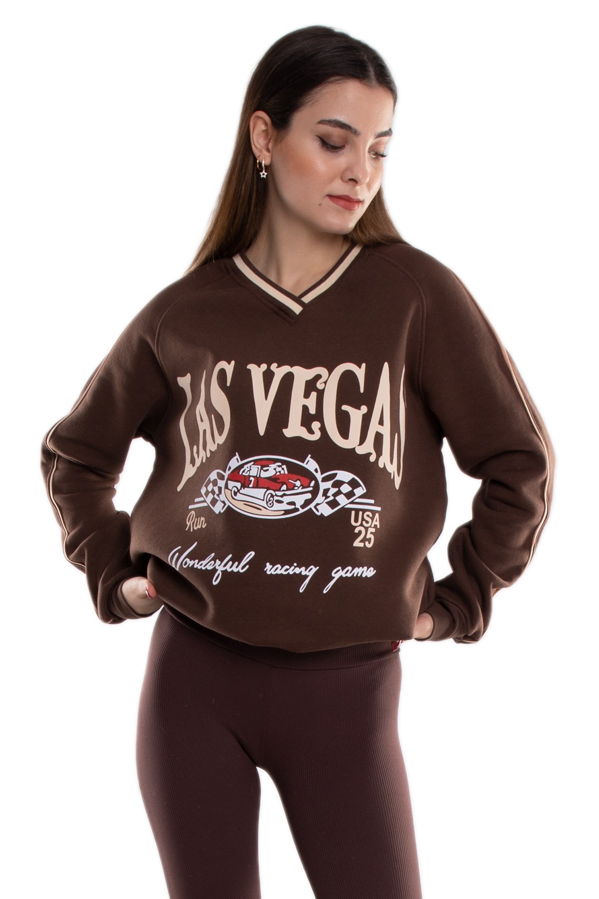 3703 Vyaka Lasvegas İçi Şardonlu Pamuklu Kadın Sweat