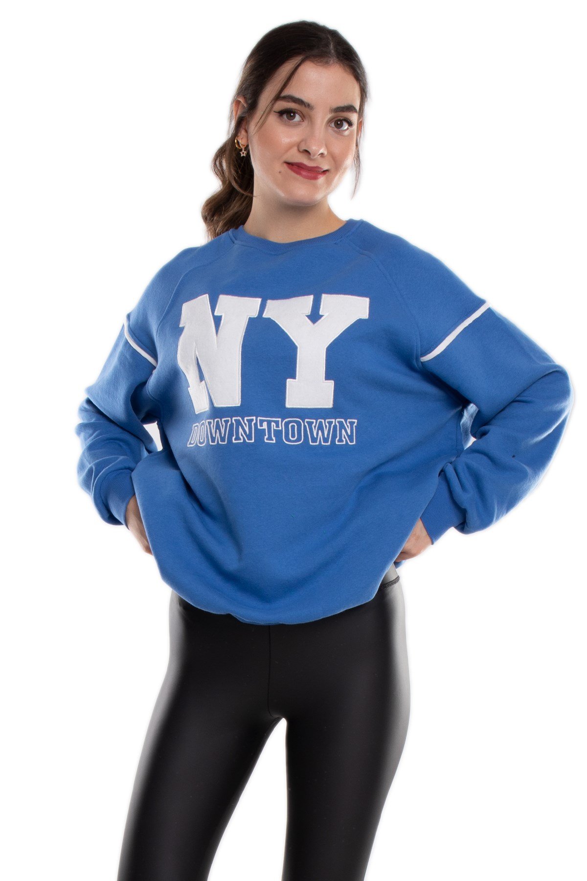 3705 Bisiklet Yaka NY İçi Şardonlu Pamuklu Kadın Sweat