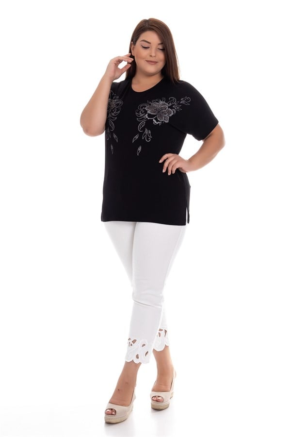406 BB ÇİÇEK BASKI DESEN SANDY KUMAŞ BLUZ