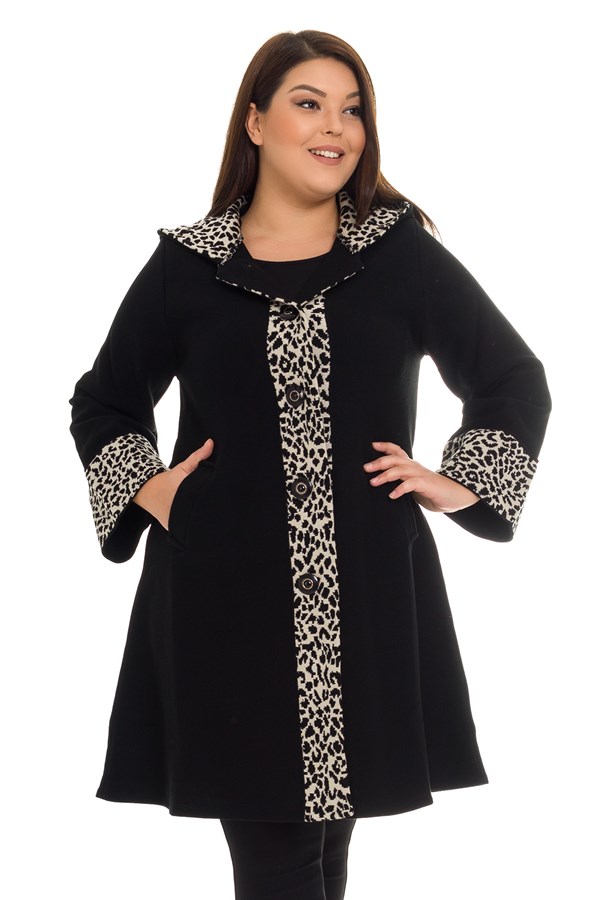 4061-3 LEOPAR DETAYLI DÜĞMELİ ÇELİK ÖRGÜ HIRKA