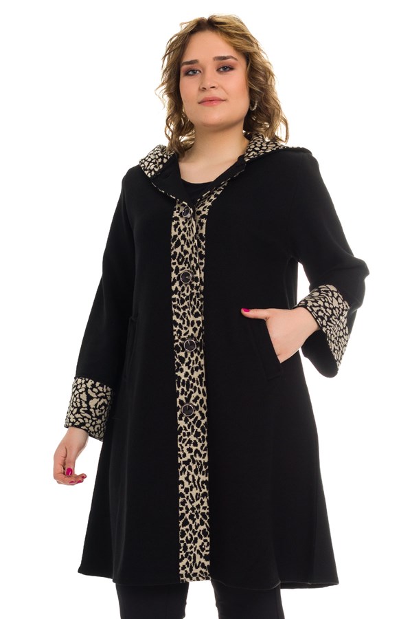 4061-3 LEOPAR DETAYLI DÜĞMELİ ÇELİK ÖRGÜ HIRKA