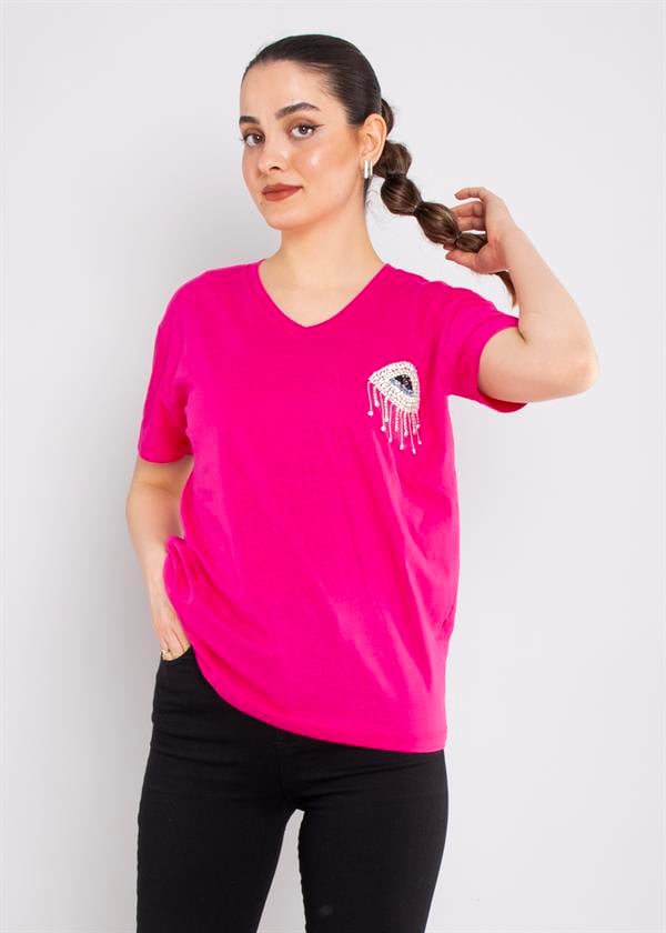 4722 VYaka Taş Gözlü Pamuklu Tshirt