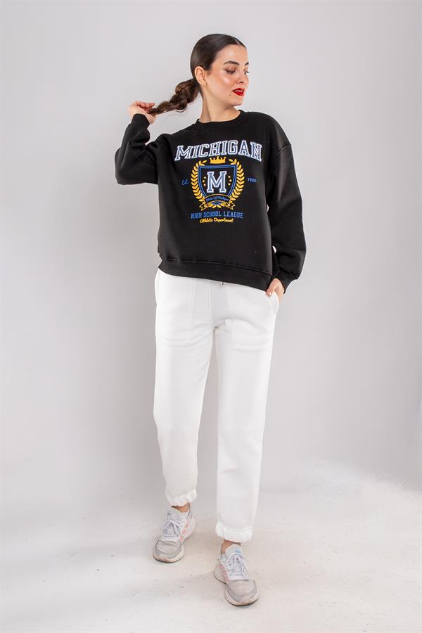5120 Michagen Bisiklet Yaka İçi Şardonlu Sweatshirt