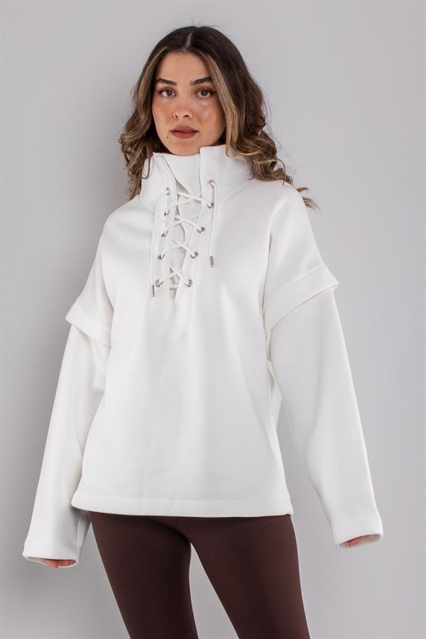 5141 Dikyaka Kuşgözü İpli Şardonlu Sweatshirt