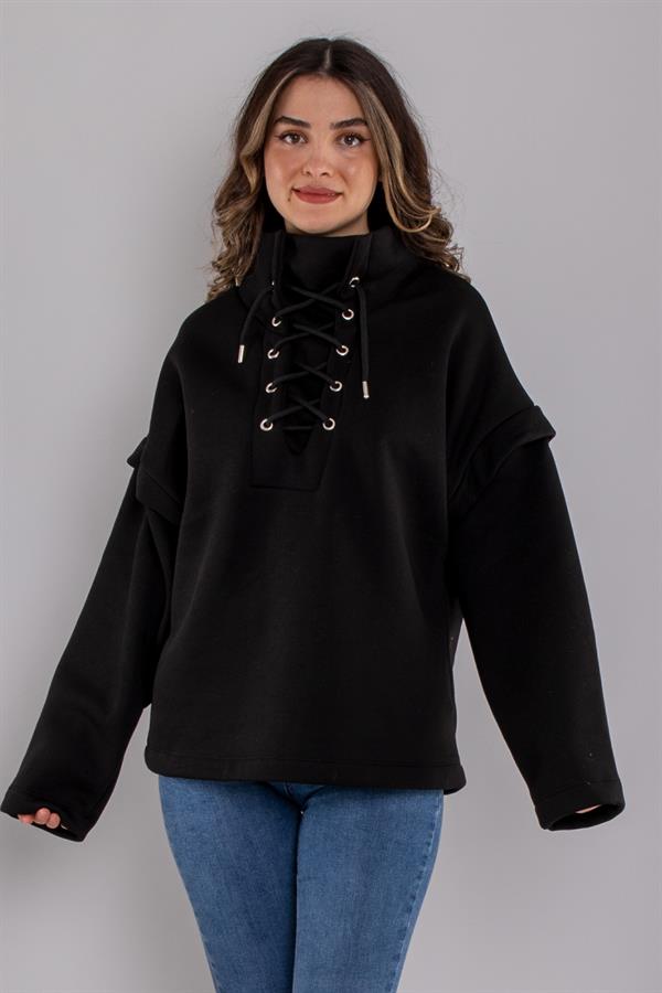 5141 Dikyaka Kuşgözü İpli Şardonlu Sweatshirt