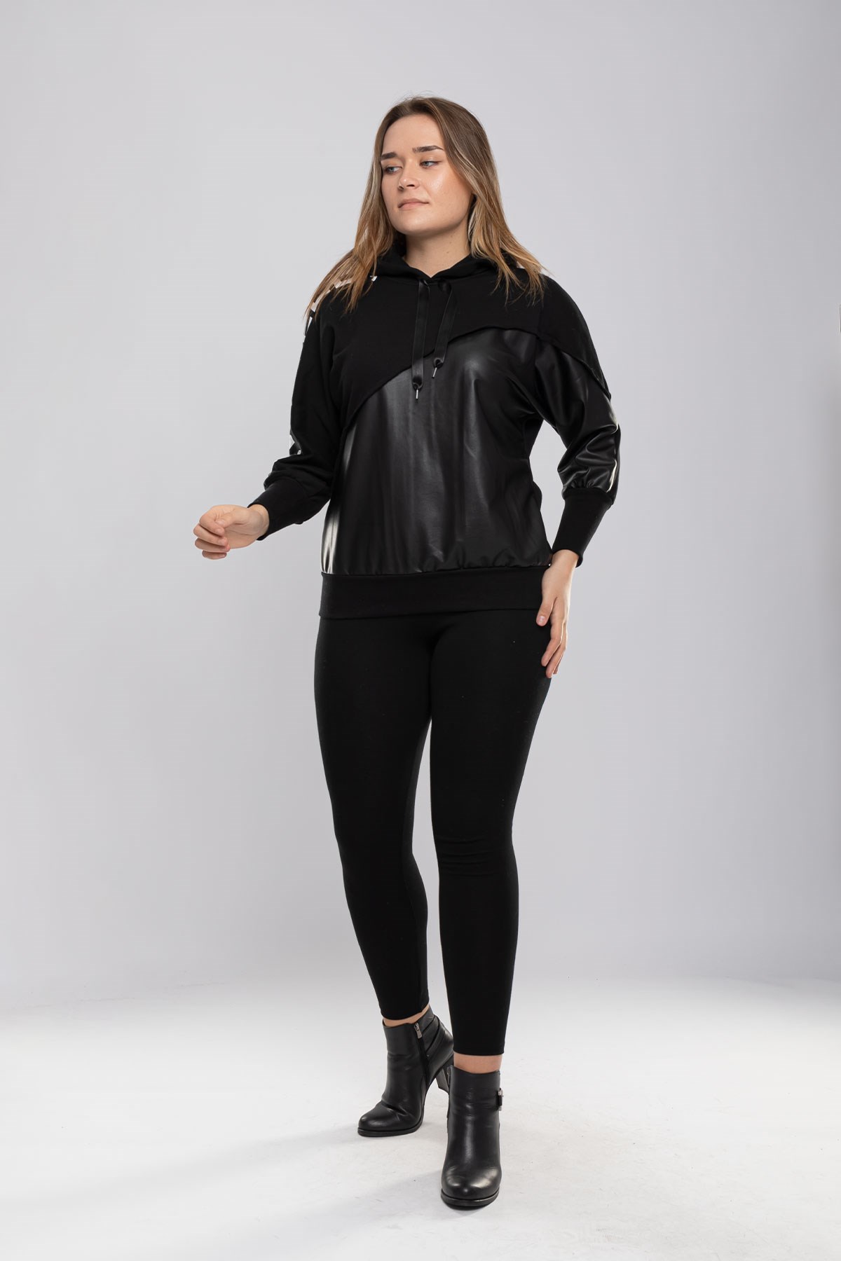 5147 Derili Kapşonlu New Need Baskı İiç Şardonlu Sweat