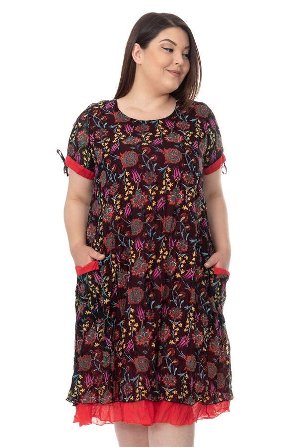 523 BB Lale Desen Cepli Otantik Elbise