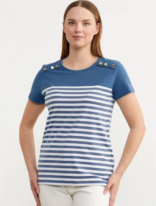 60036 Marine Düğme Detay Polo Yaka Kısa Kol Tshirt