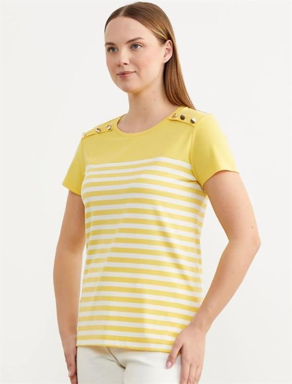 60036 Marine Düğme Detay Polo Yaka Kısa Kol Tshirt