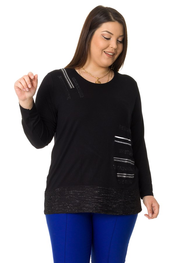 60103 ETEĞİ SİMLİ TAŞLI SANDY KUMAŞ BLUZ