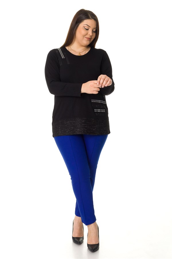 60103 ETEĞİ SİMLİ TAŞLI SANDY KUMAŞ BLUZ
