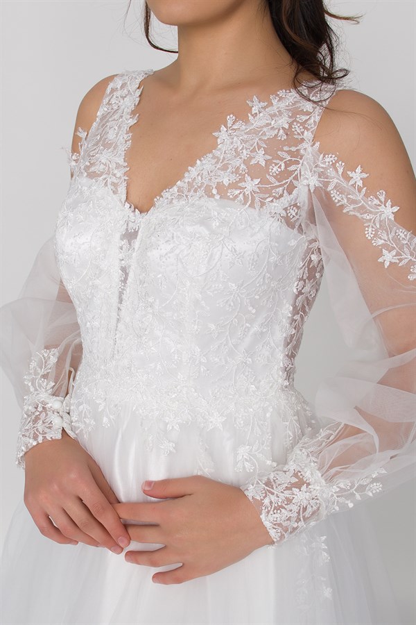 6930 Helen Model Dantel Tül Nişanlık