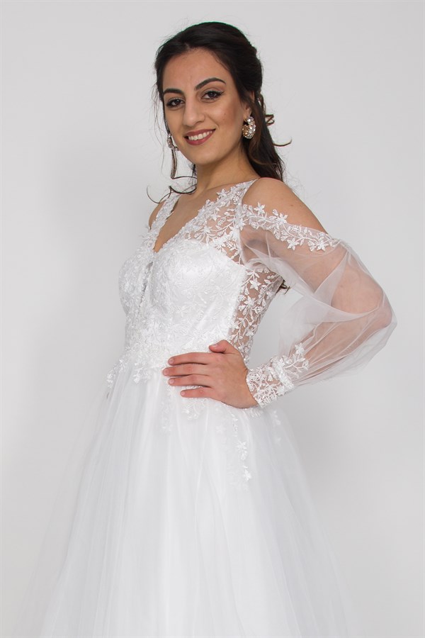 6930 Helen Model Dantel Tül Nişanlık
