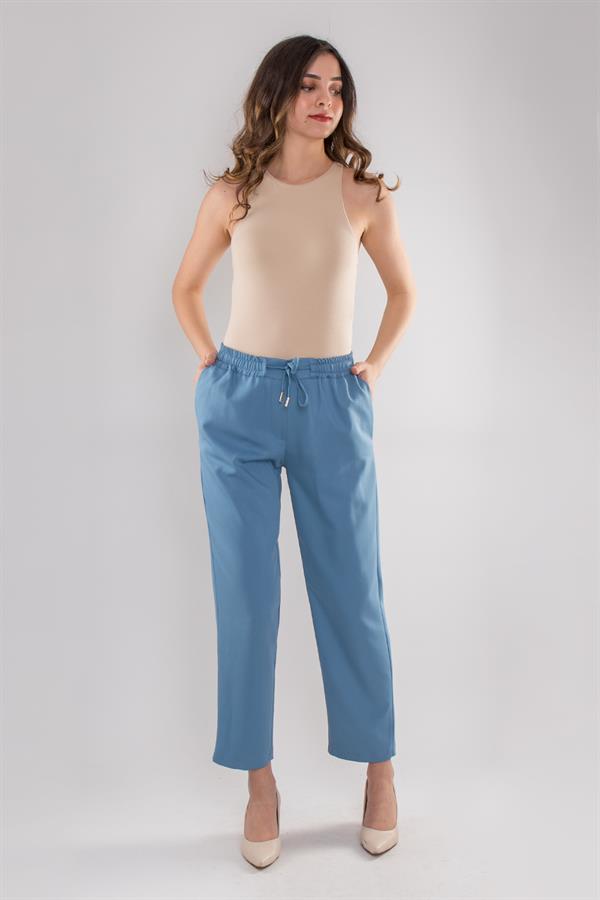 70423 Beli Lastikli Yandan Cepli Viscon Pantolon