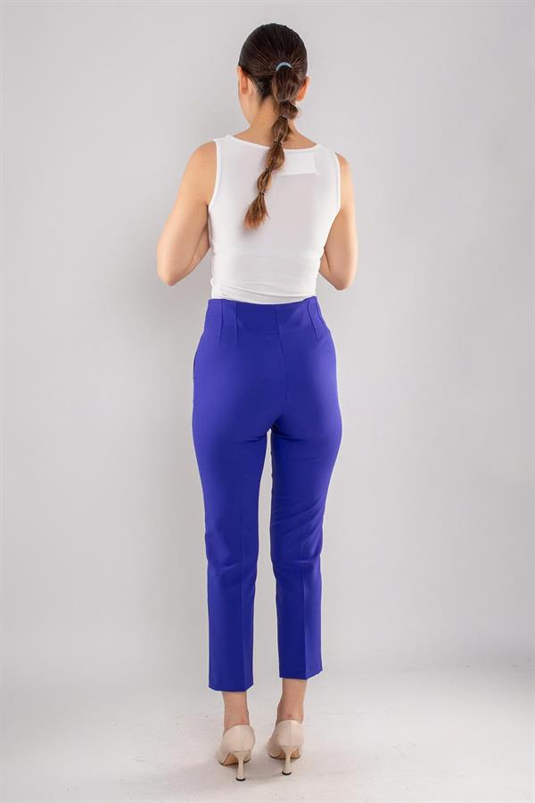 70609 Beli Pensli Tokalı Kumaş Pantolon
