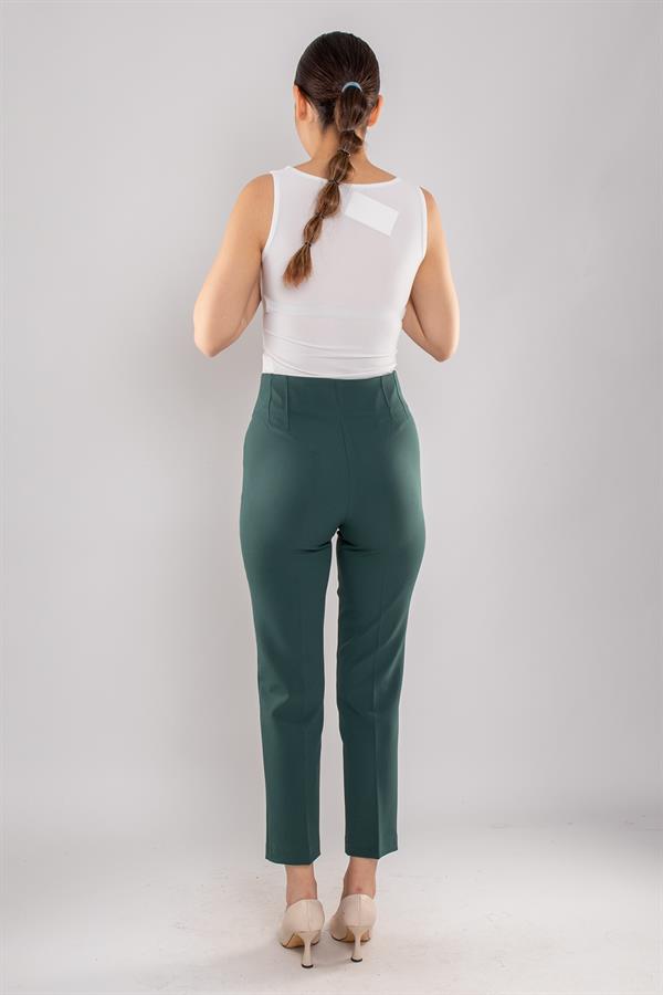 70609 Beli Pensli Tokalı Kumaş Pantolon