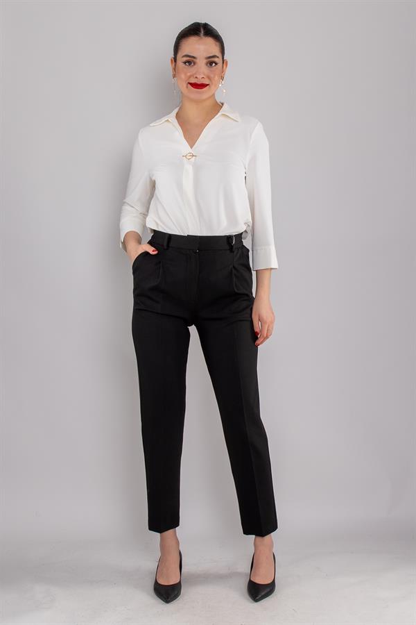 70644 Beli Pileli Lastikli Pantolon