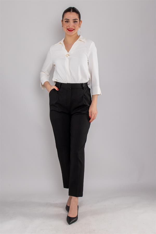 70644 Beli Pileli Lastikli Pantolon