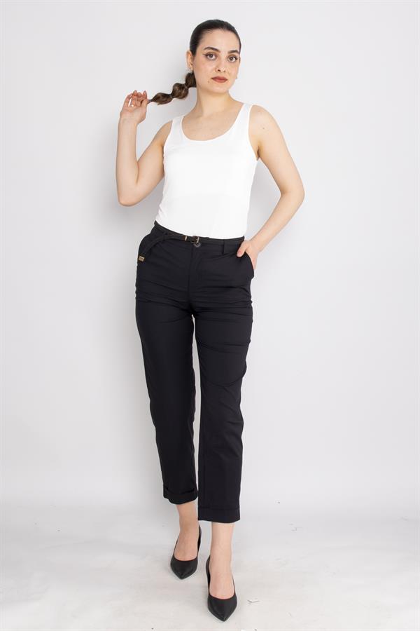 70817 Kanvas Duble Paça Kemerli Pantolon