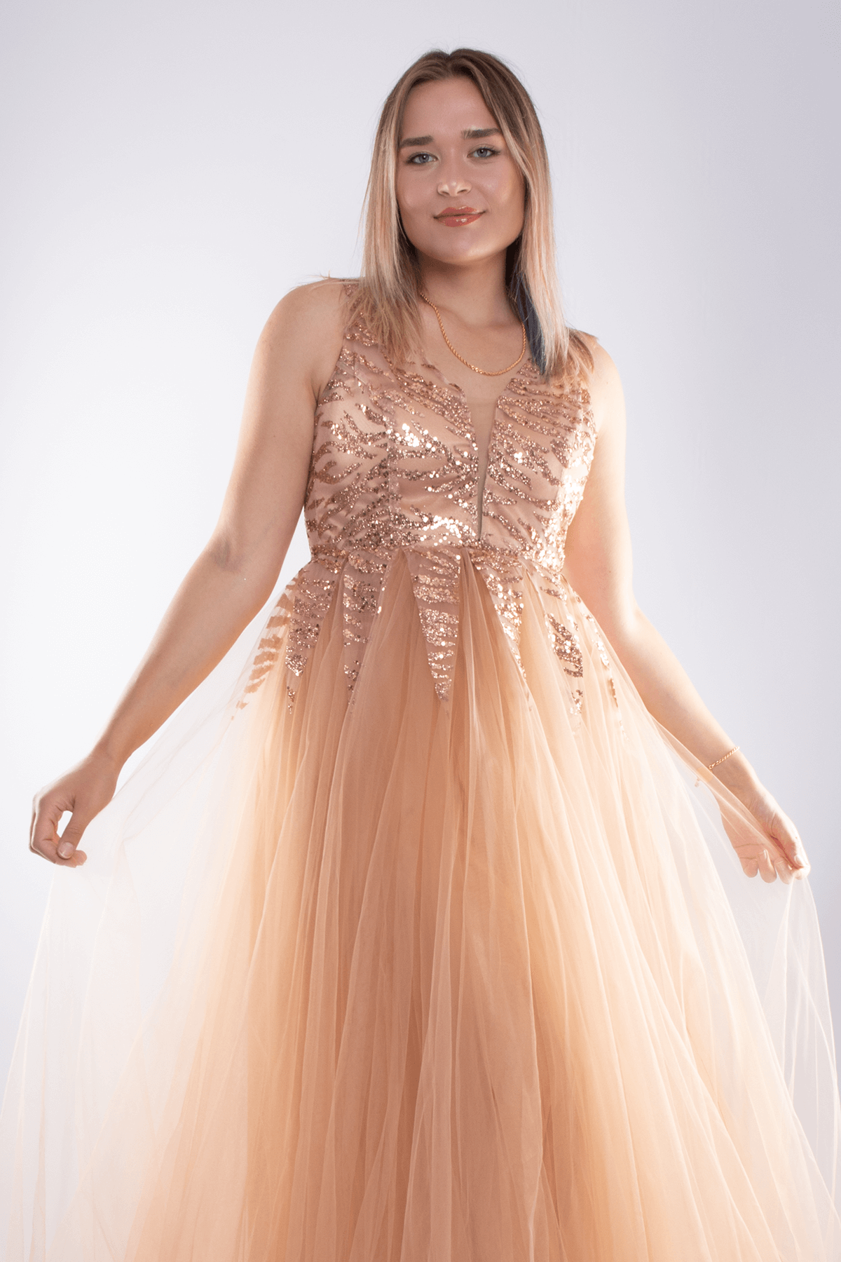 7555 Desire Simli Pul Piroşeli Uzun Tül Nişanlık