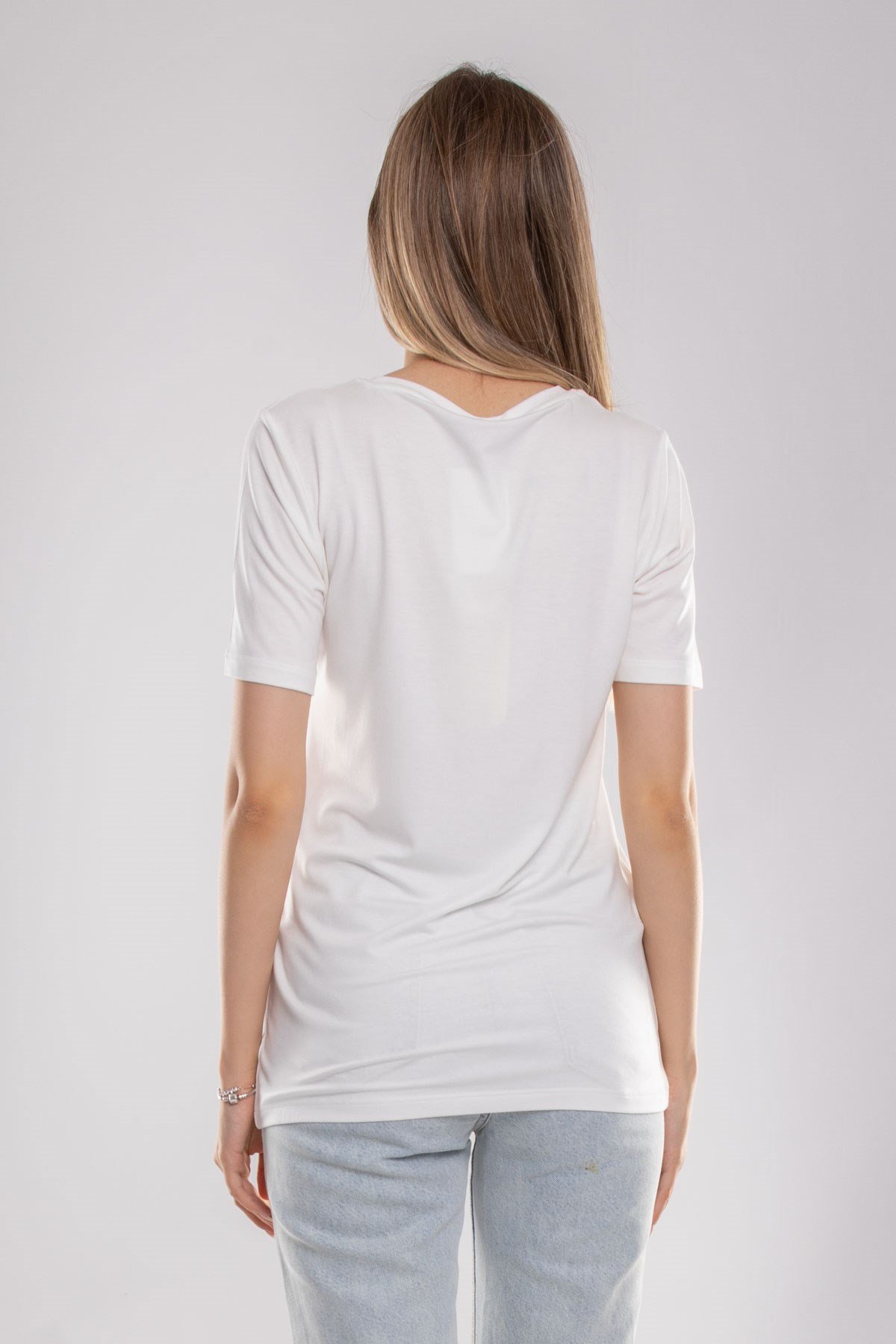 75733 Kendinden Parçalı Cep Detaylı Kadın Tshirt08