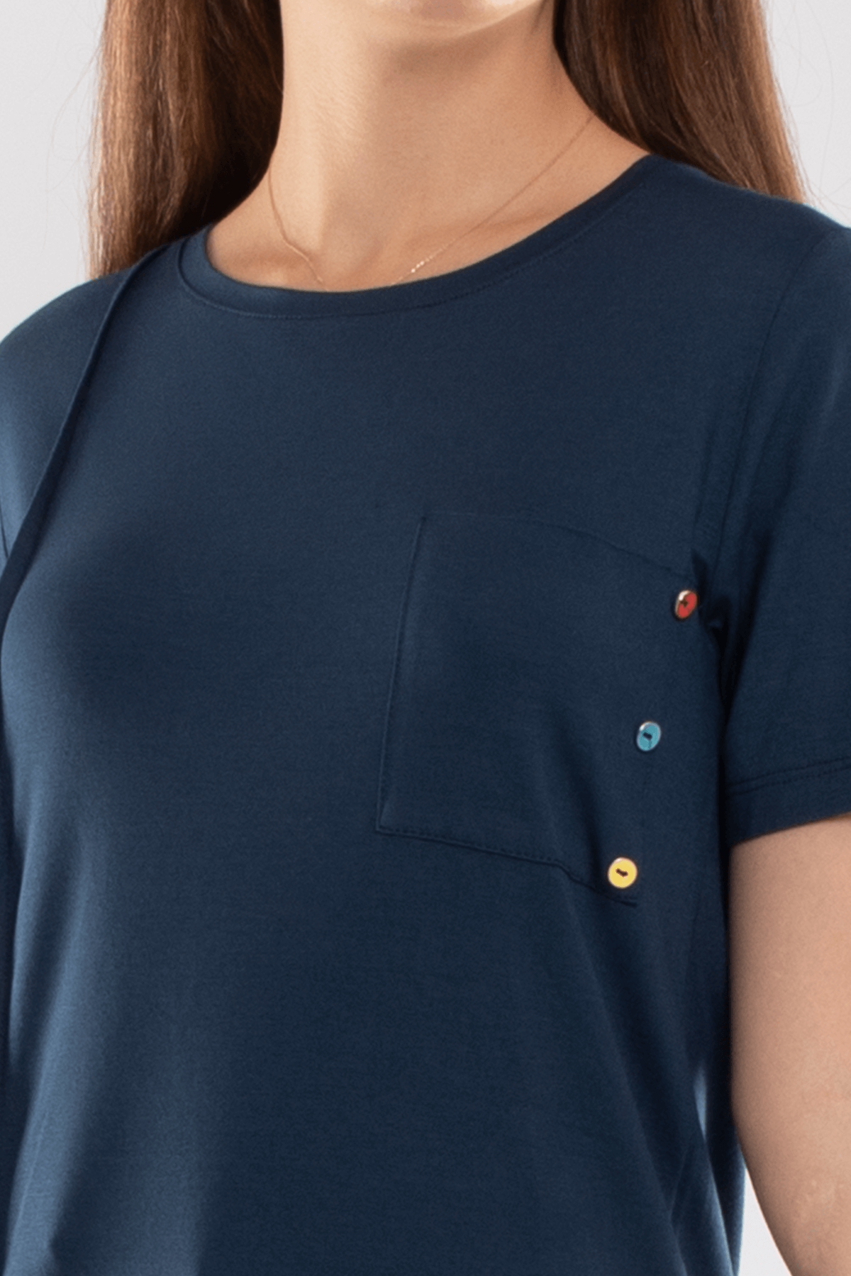75733 Kendinden Parçalı Cep Detaylı Kadın Tshirt08