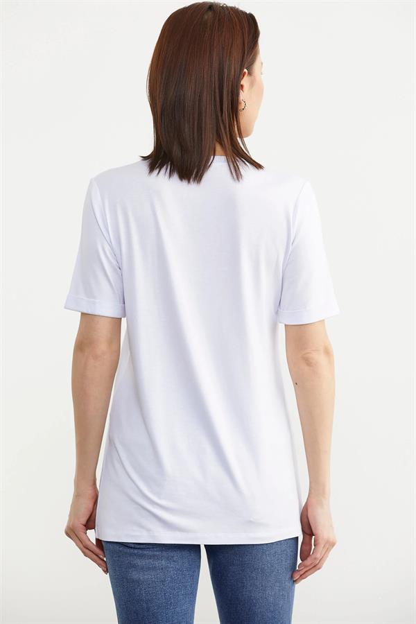 75957 Papatya Baskılı Basic Tshirt