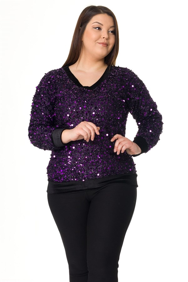 7741 BB PULPAYET V YAKA KADİFE SWEATSHİRT