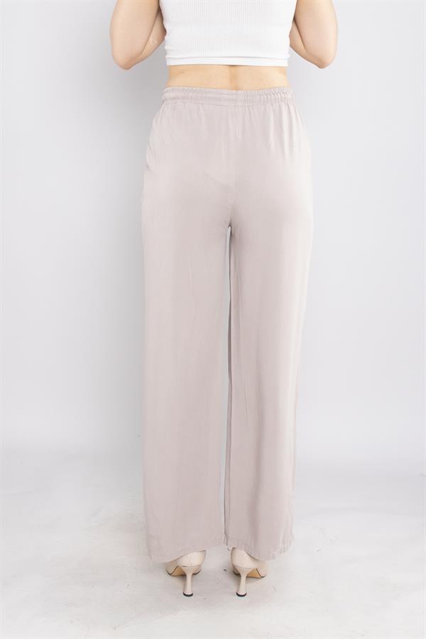 80330 Beli Lastikli Bol Paça Tencel Pantolon