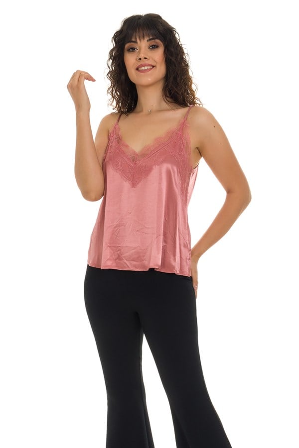 81258 DANTELLİ PARLAK SATEN ATLET