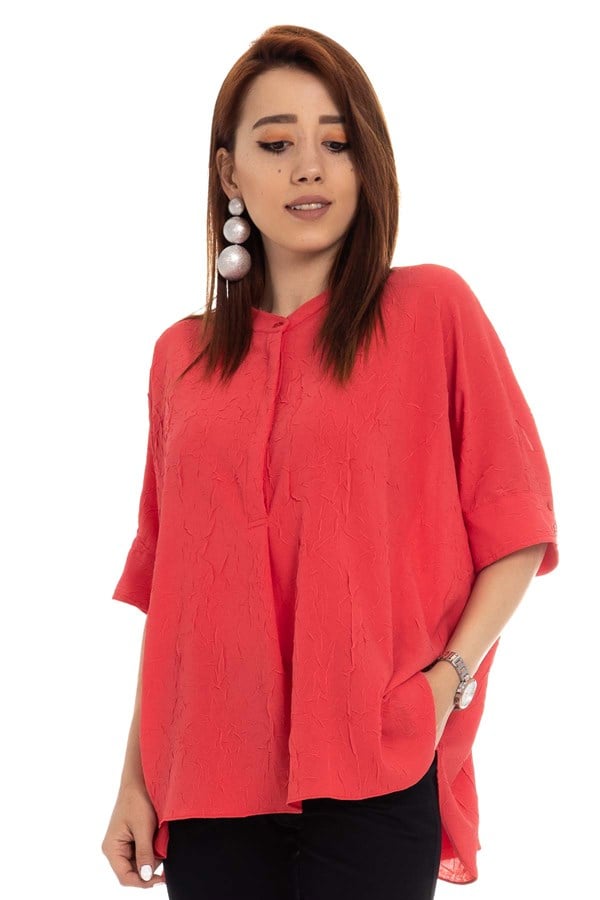 81397 Krinkıl Kumaş Kısa Kol Bluz