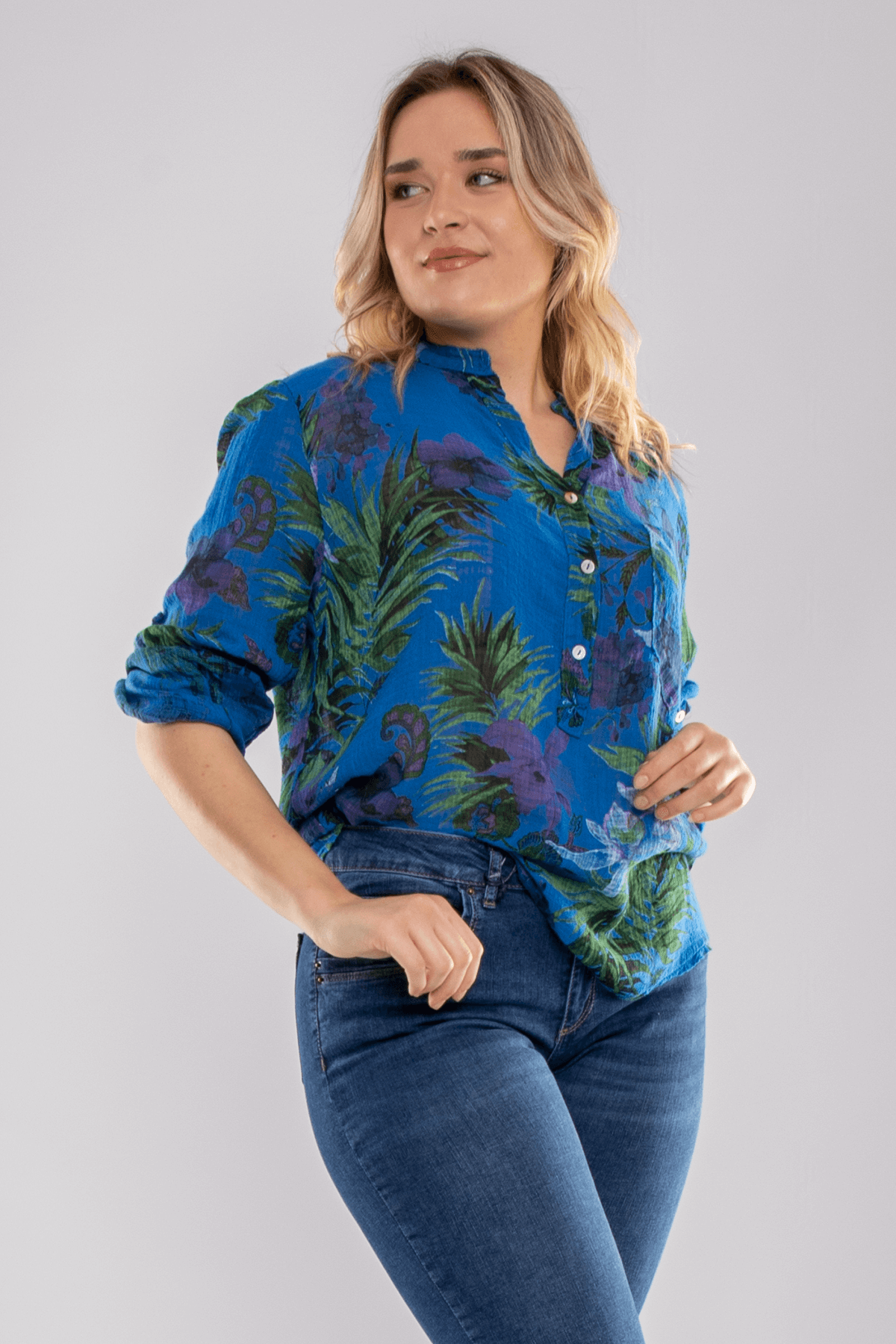 83931-6 Lilyum Desen Pamuklu Bluz