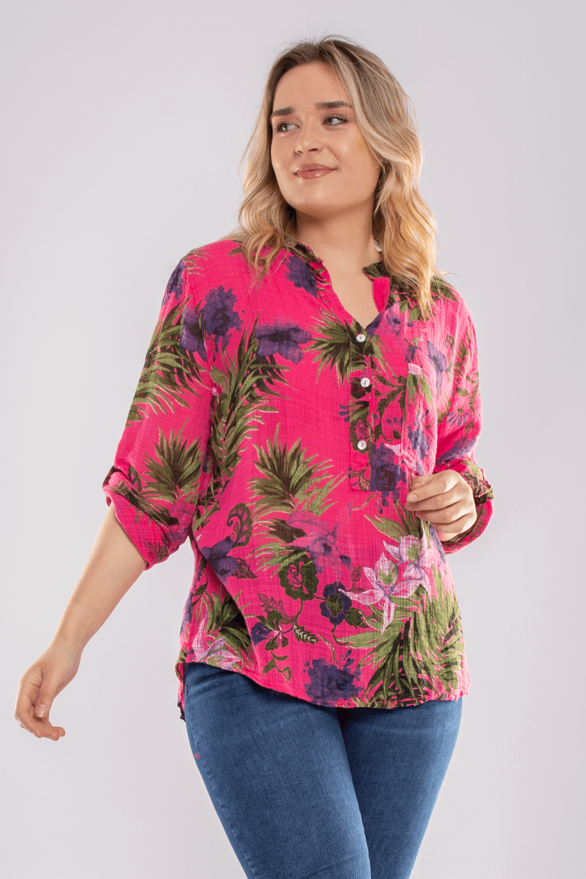 83931-6 Lilyum Desen Pamuklu Bluz