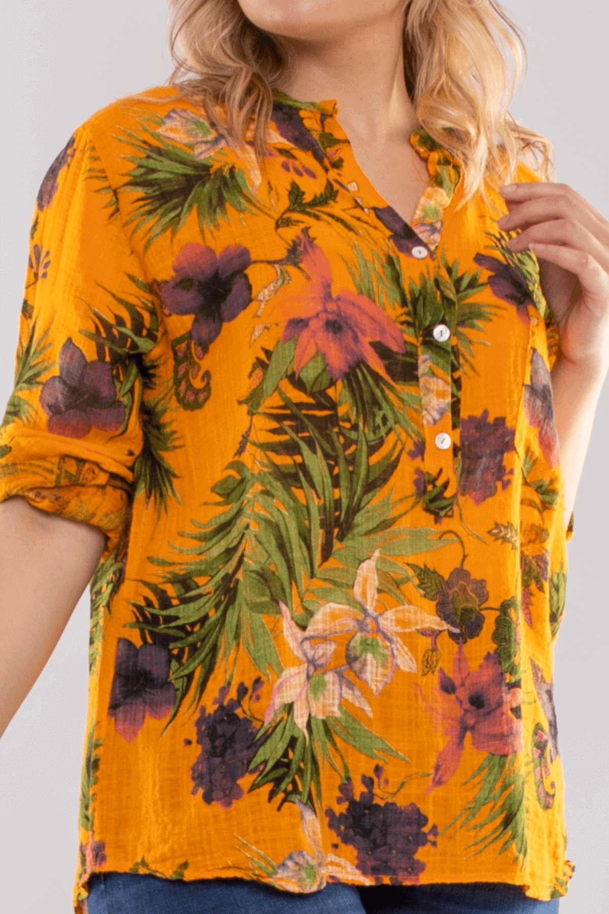 83931-6 Lilyum Desen Pamuklu Bluz