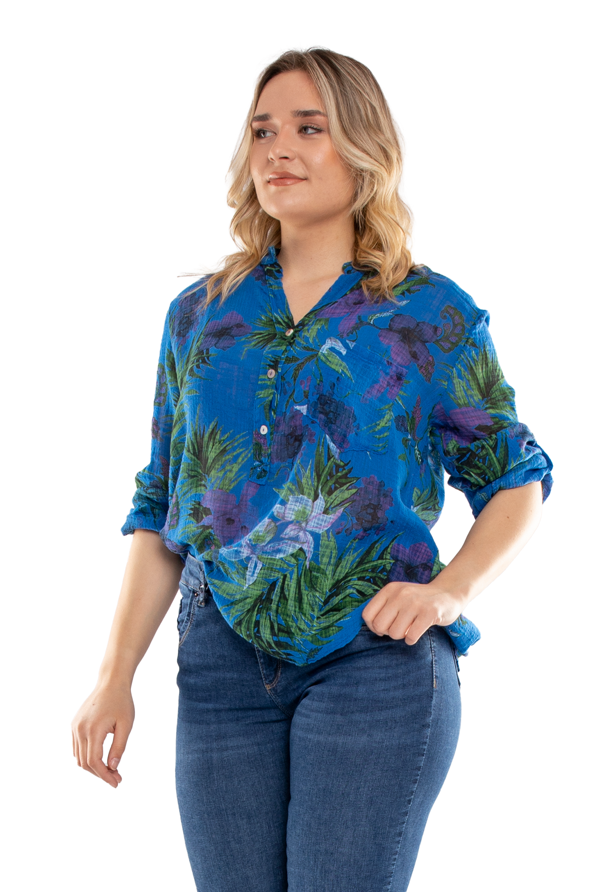 83931-6 Lilyum Desen Pamuklu Bluz