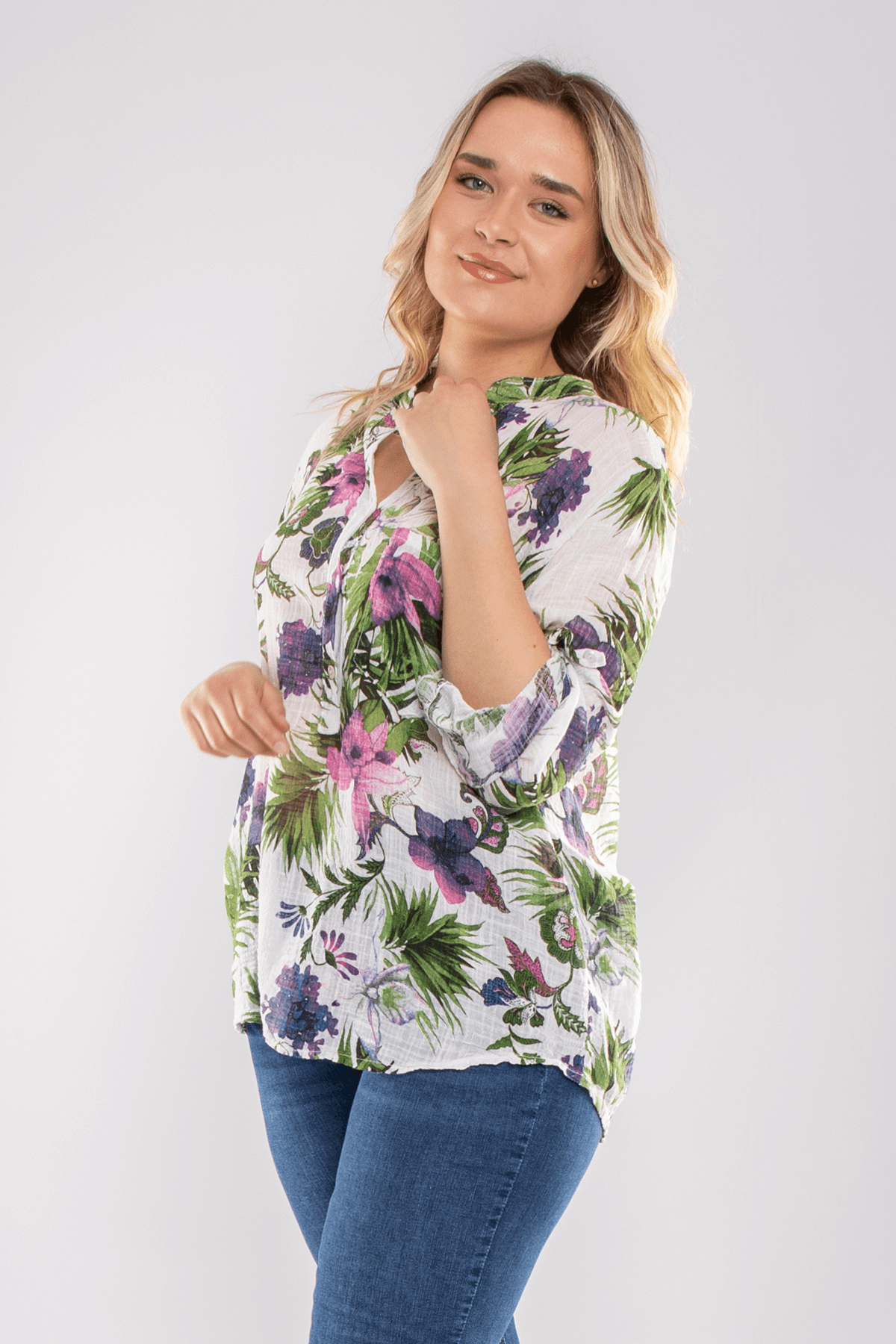 83931-6 Lilyum Desen Pamuklu Bluz