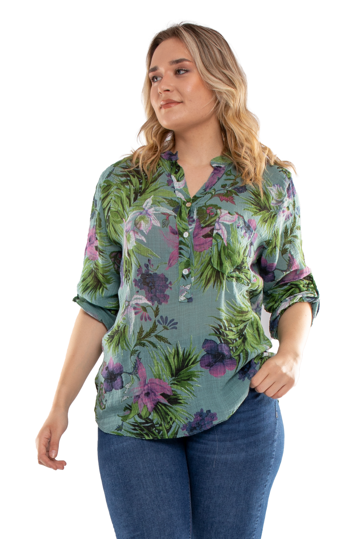 83931-6 Lilyum Desen Pamuklu Bluz