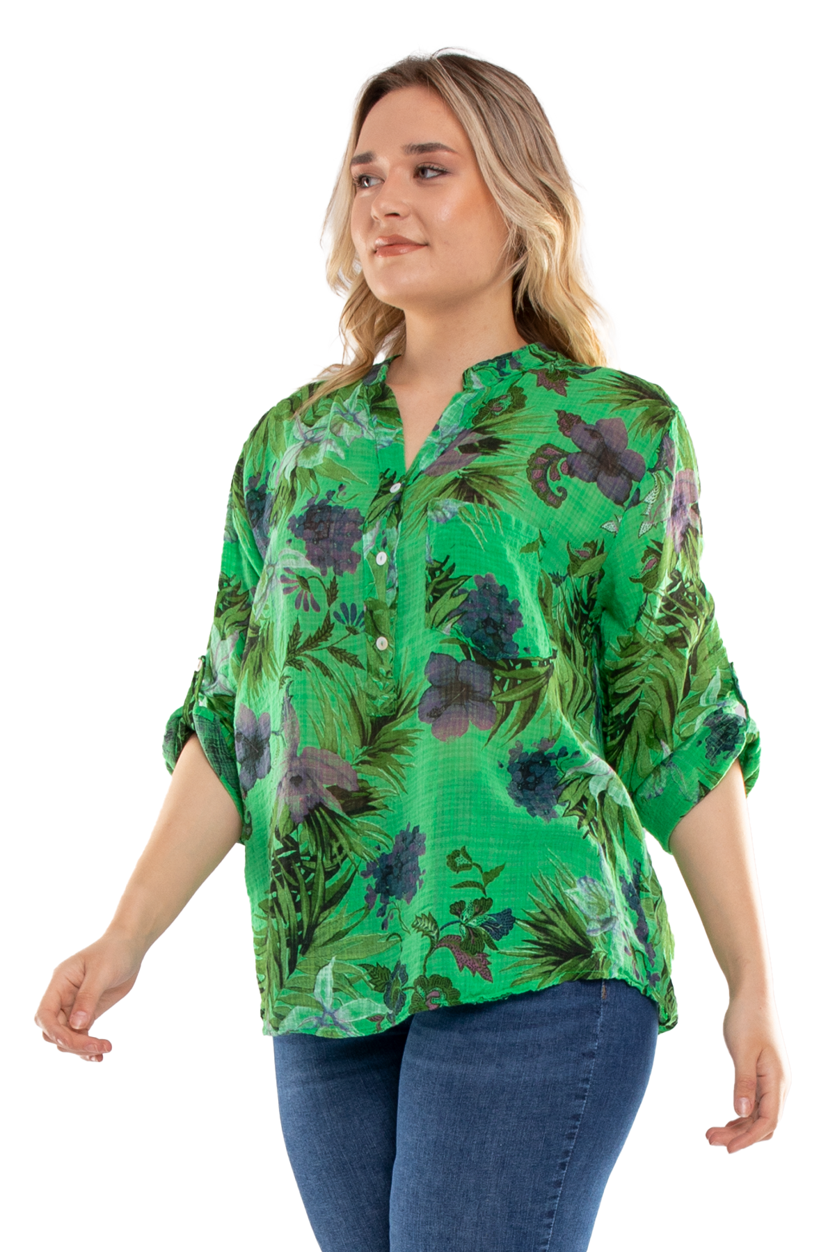 83931-6 Lilyum Desen Pamuklu Bluz