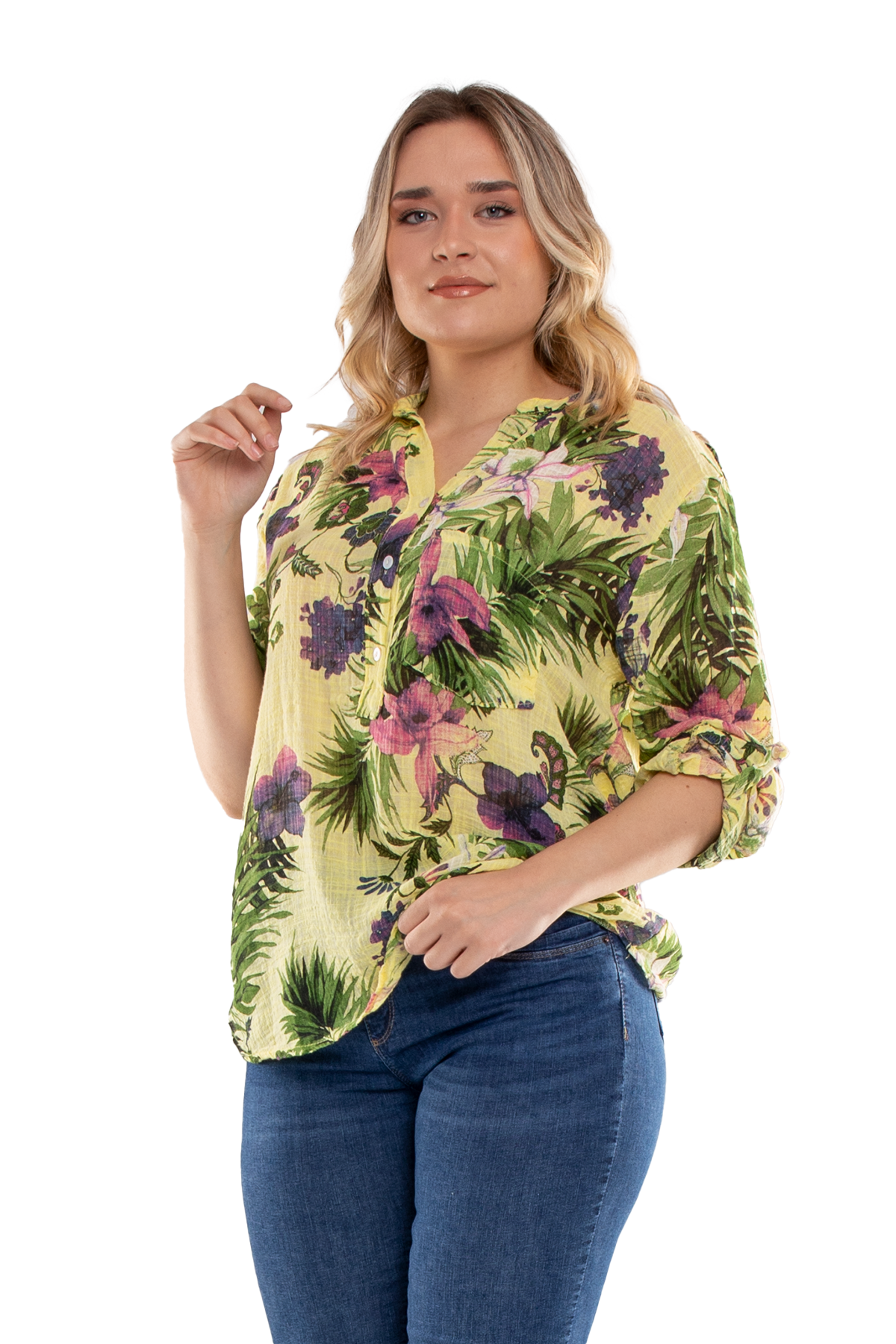 83931-6 Lilyum Desen Pamuklu Bluz