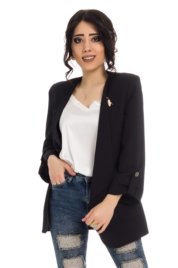 90372 Penguen Broşlu Truv Kol Blazer Ceket