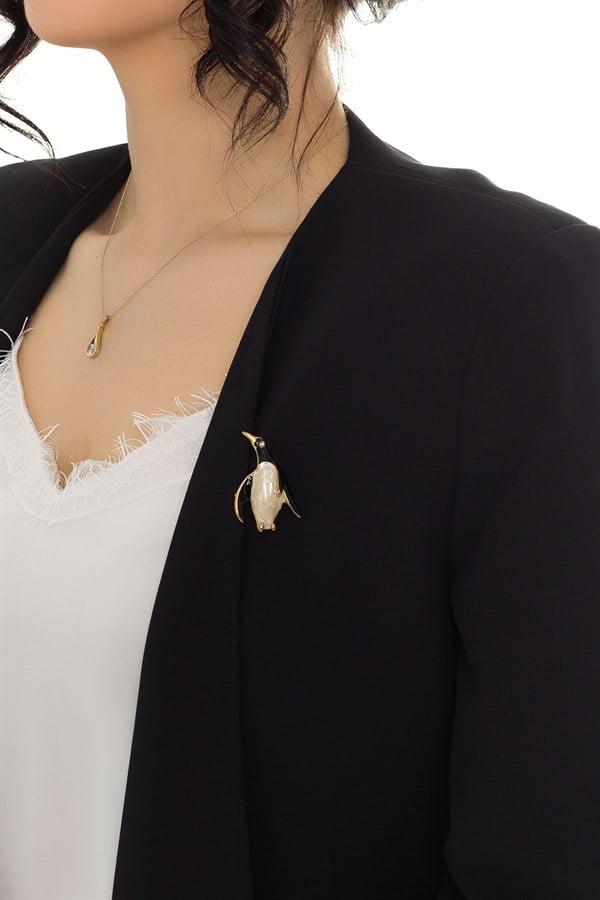 90372 Penguen Broşlu Truv Kol Blazer Ceket
