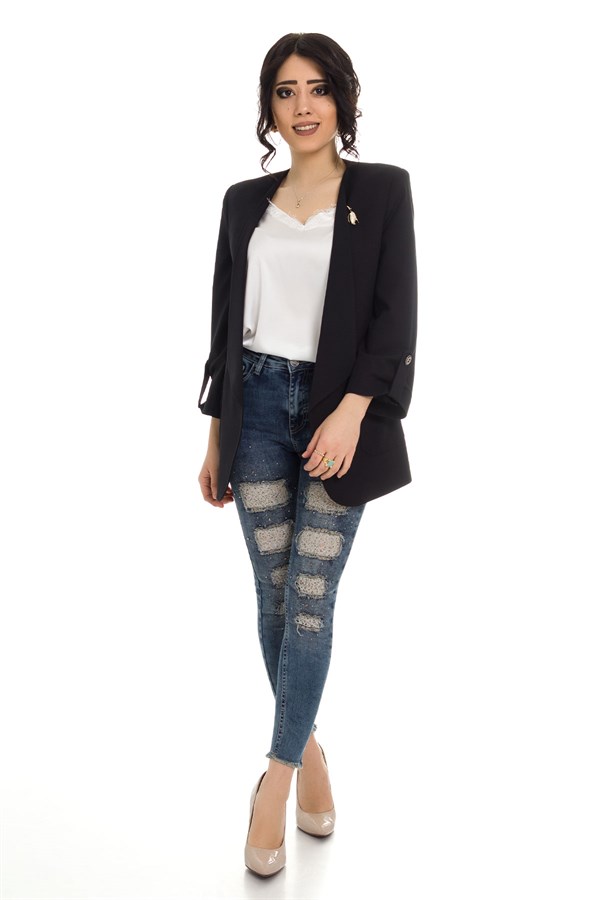 90372 Penguen Broşlu Truv Kol Blazer Ceket