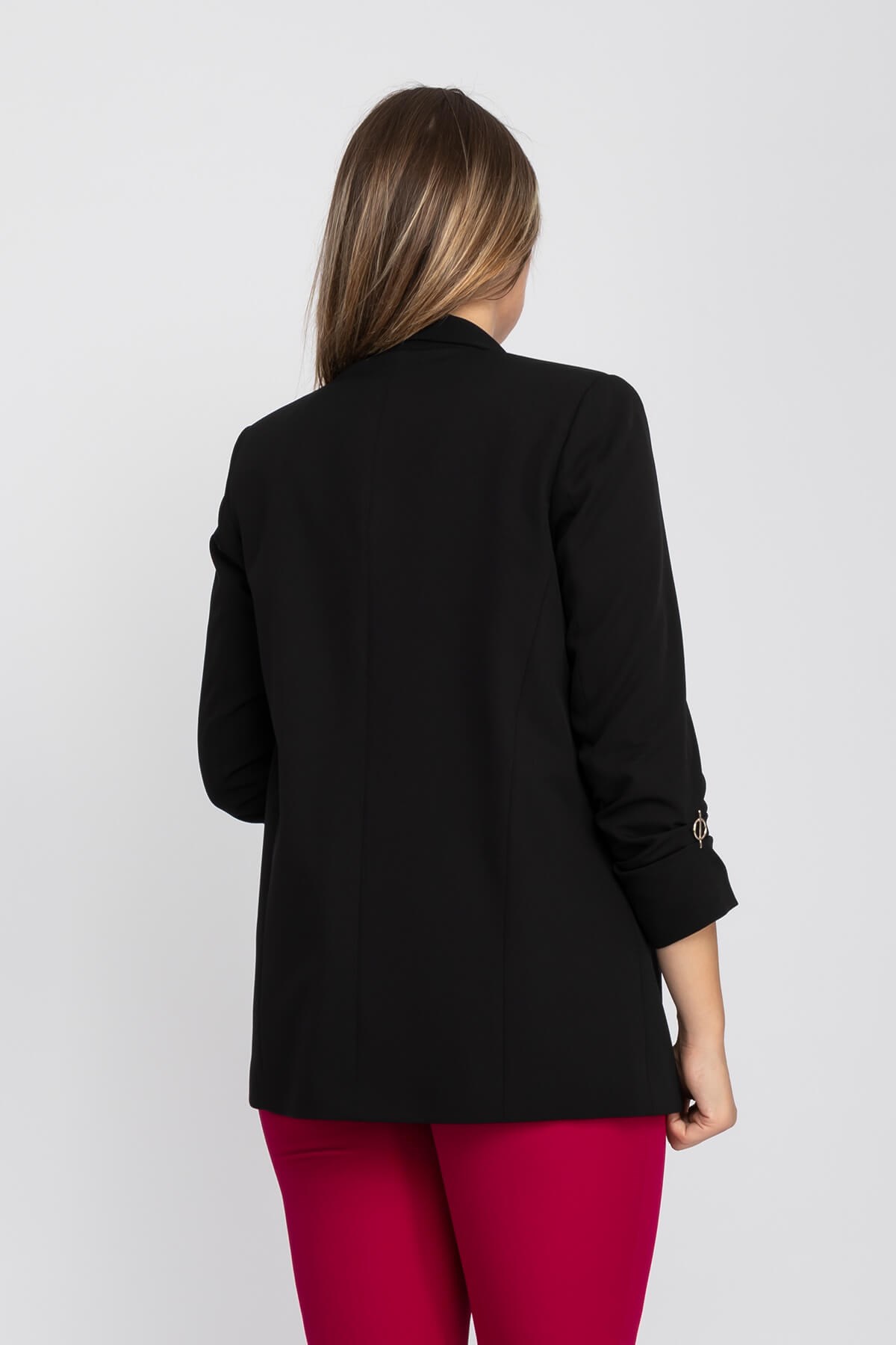 90503 Broşlu Büzgülü Ko Astarlarlı Blazer Ceket