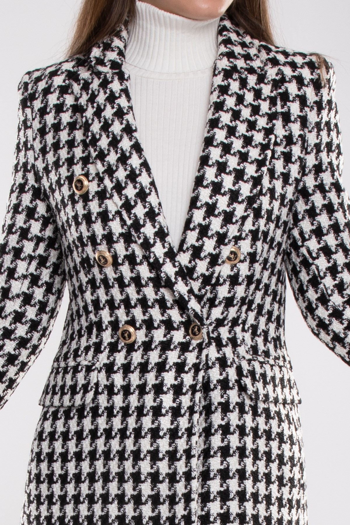 90617 Kazayağı Desen Blazer Kadın Ceket