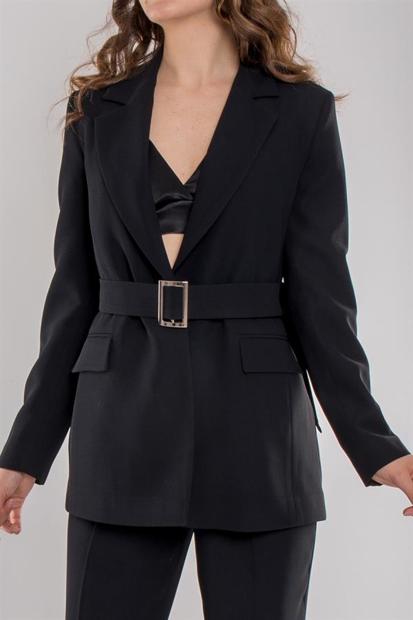 90631-70569 Kendinden Kemerli Ceket Pantolon Kombin Takım